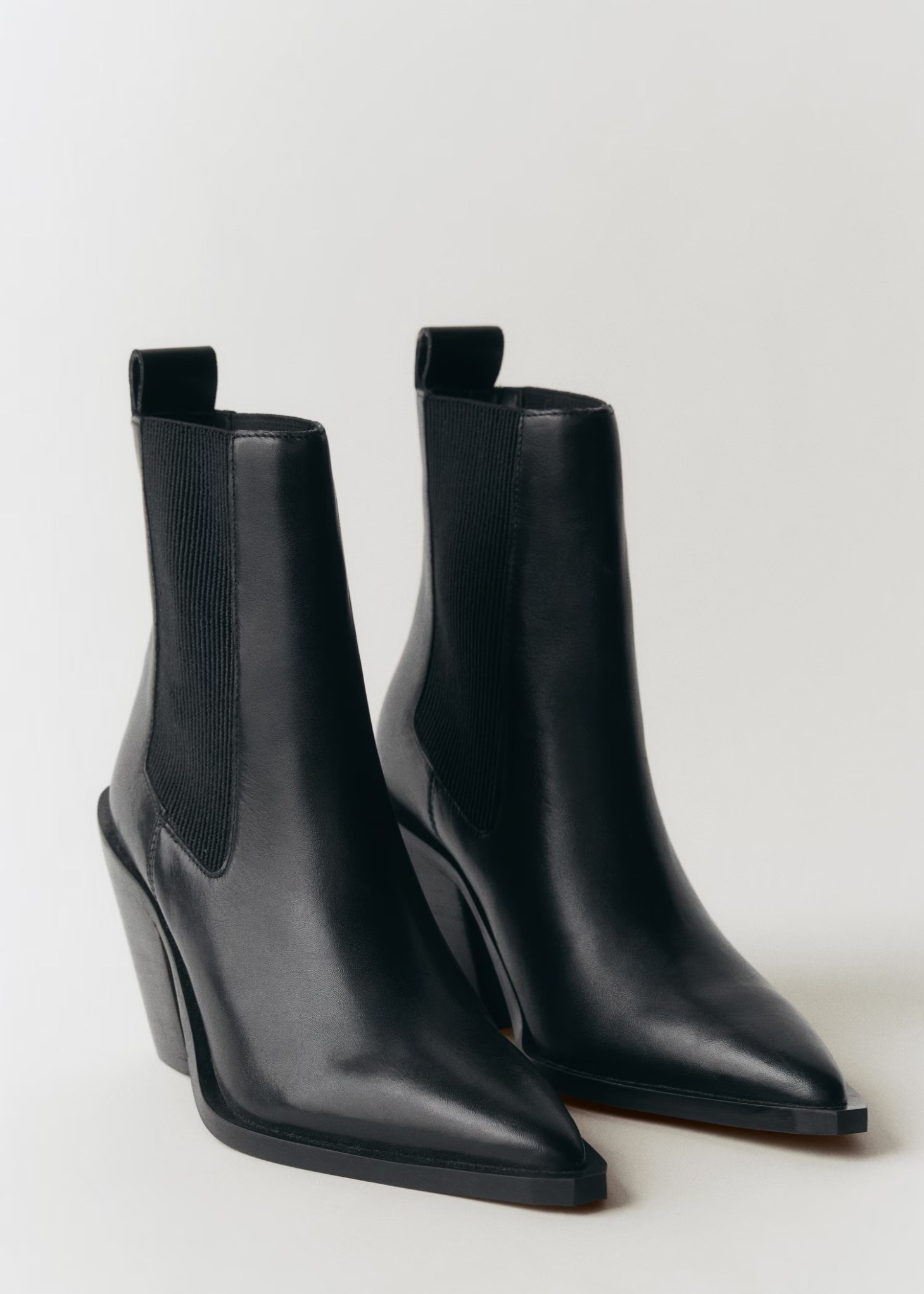 mango leather pointed chelsea booties