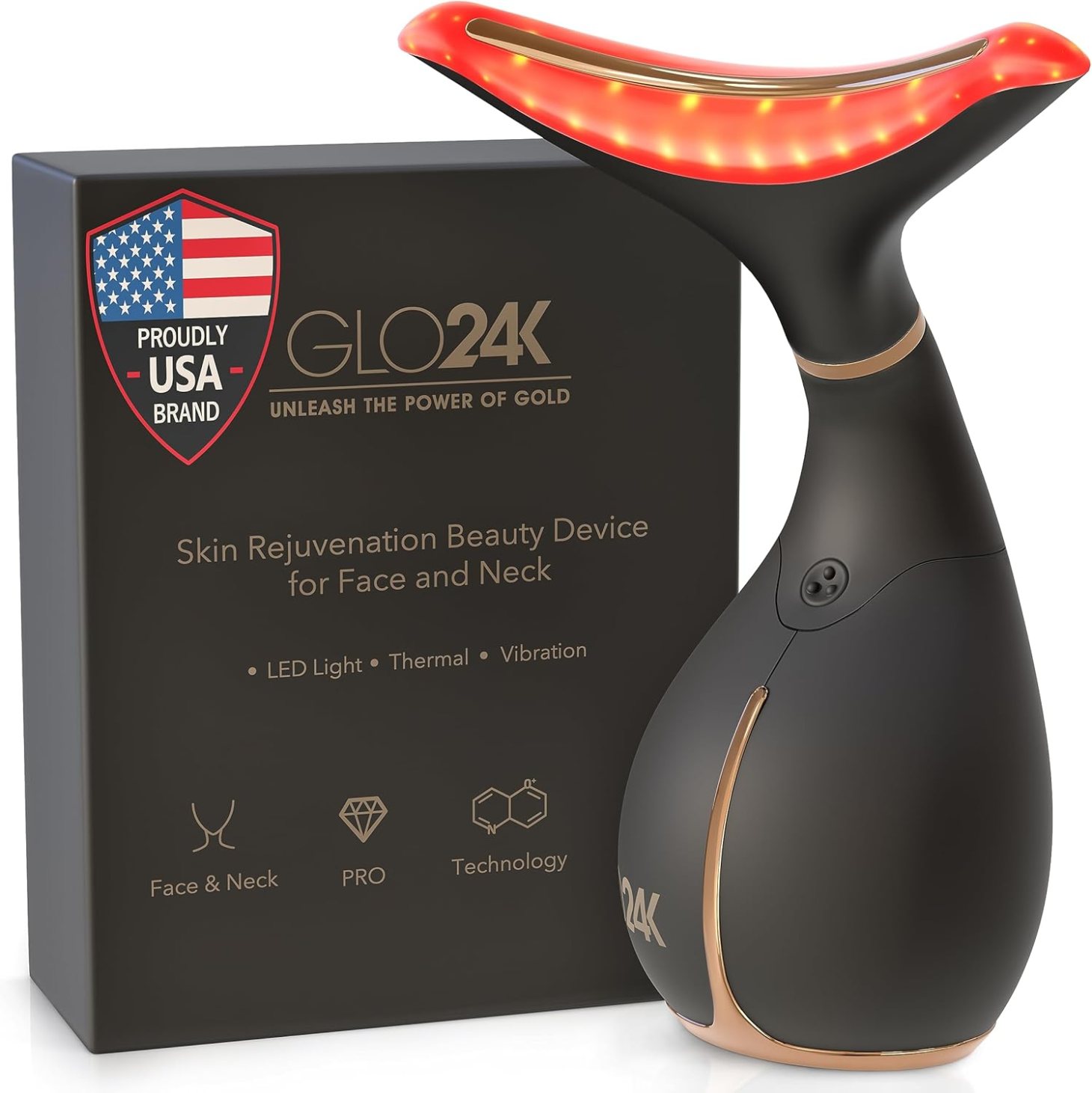 GLO24K Red Light Beauty Device for Face and Neck