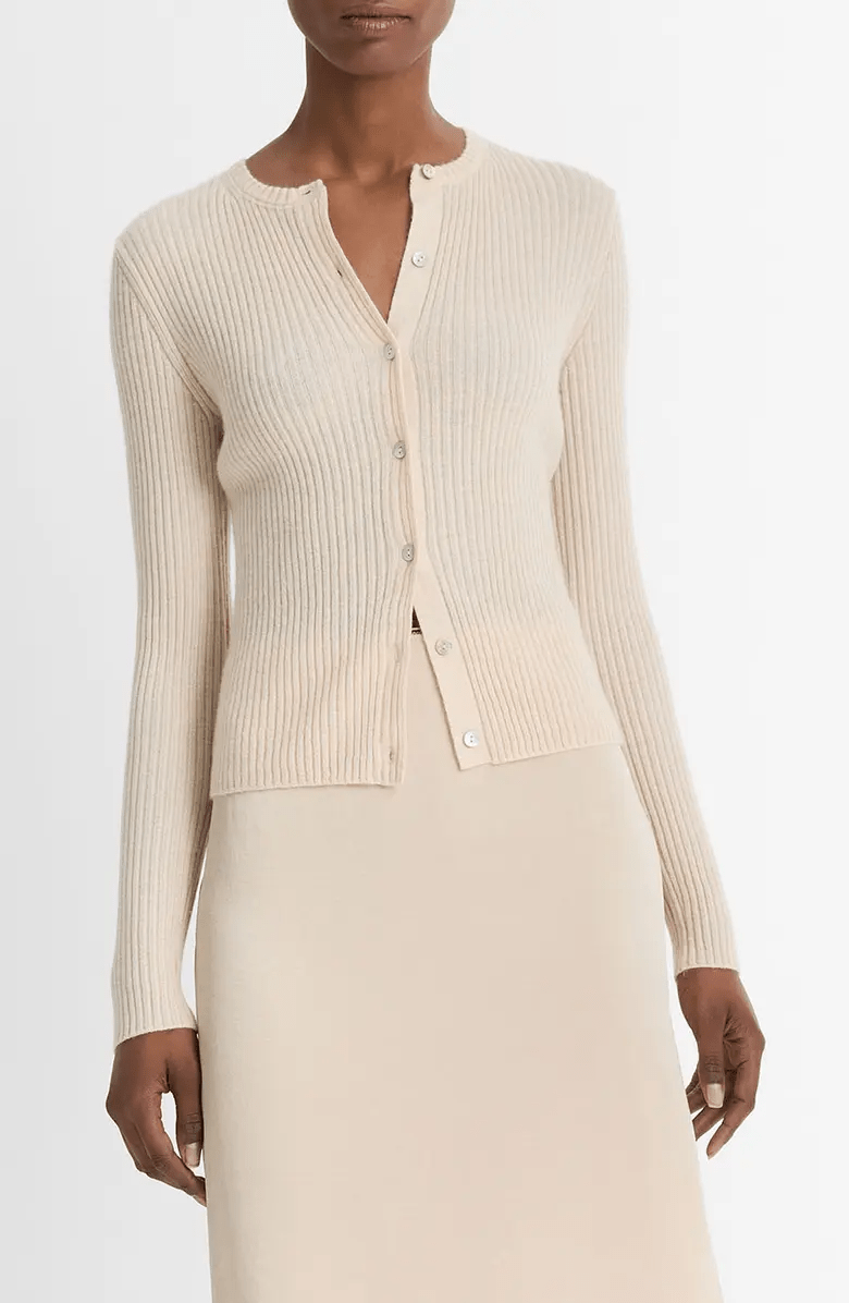 Vince Cashmere & Silk Rib Cardigan