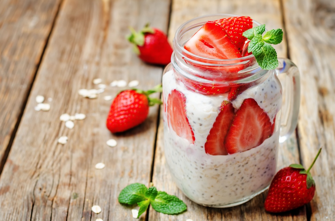 Overnight oats as example of high-protein breakfast meal prep idea