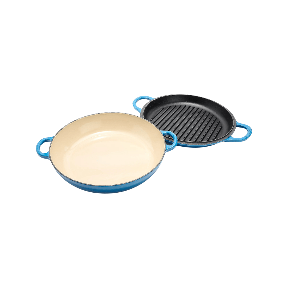 Le Creuset Multi-Function 3.5-Qt. Cast Iron Braiser with Grill Pan Lid